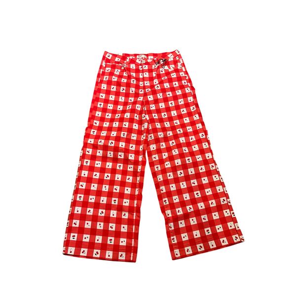 OAT New York High Rise Wide Leg Cherry Cropped Jeans Red Womens Size 12/31 NWT - Picture 3 of 7